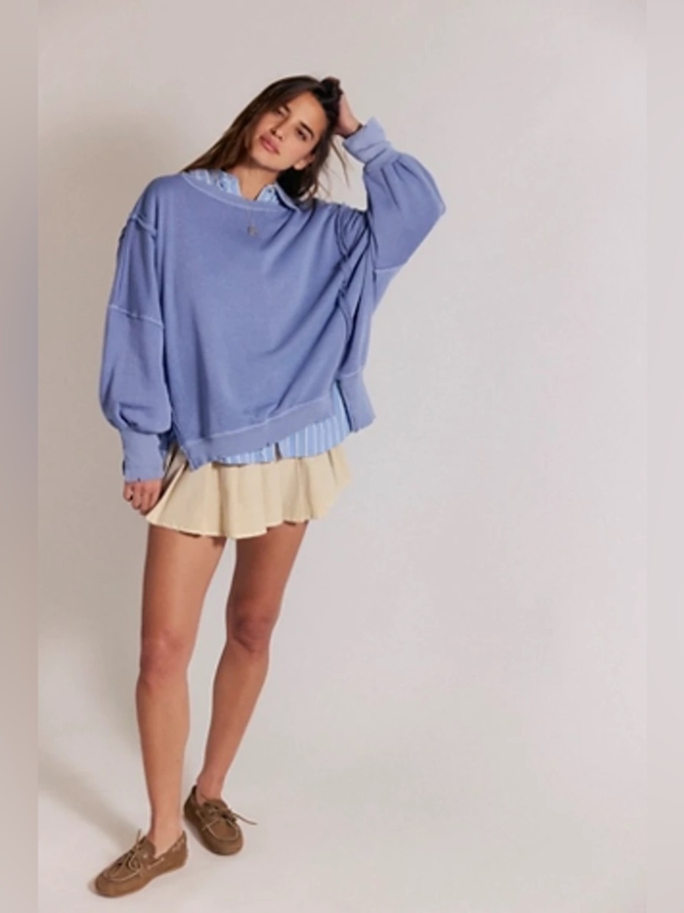 Free People We The Free Camden Oversized Sweatshirt Mountain Spring S - Picture 11 of 11